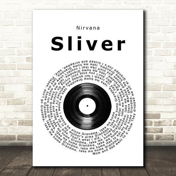 Nirvana Sliver Vinyl Record Song Lyric Quote Music Print