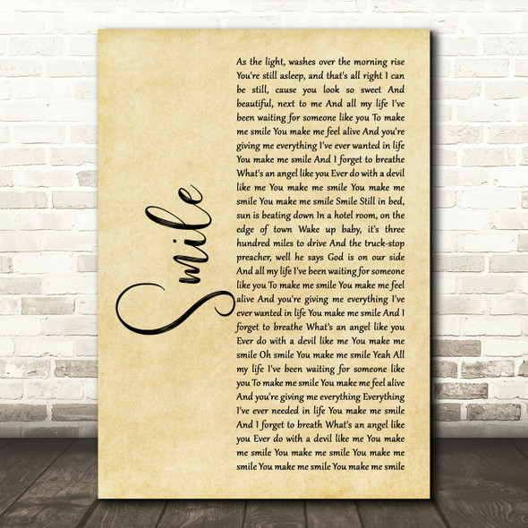 Sixx AM Smile Rustic Script Song Lyric Quote Music Print