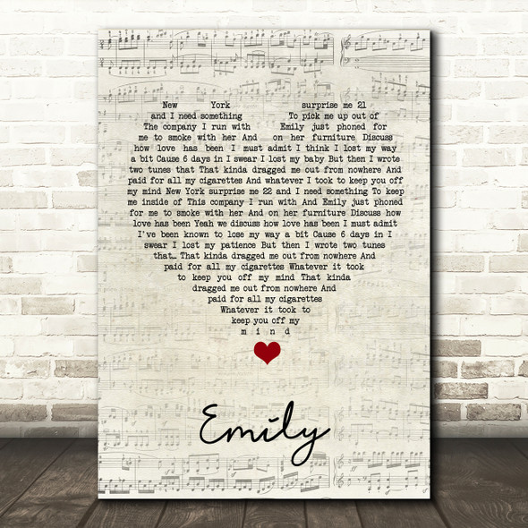 Catfish And The Bottlemen Emily Script Heart Song Lyric Quote Music Print