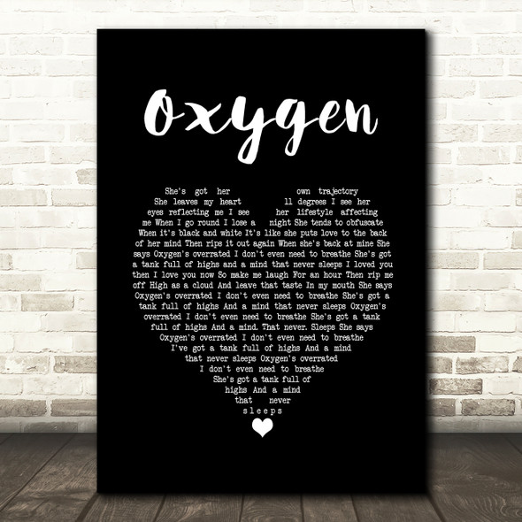 Catfish And The Bottlemen Oxygen Black Heart Song Lyric Quote Music Print