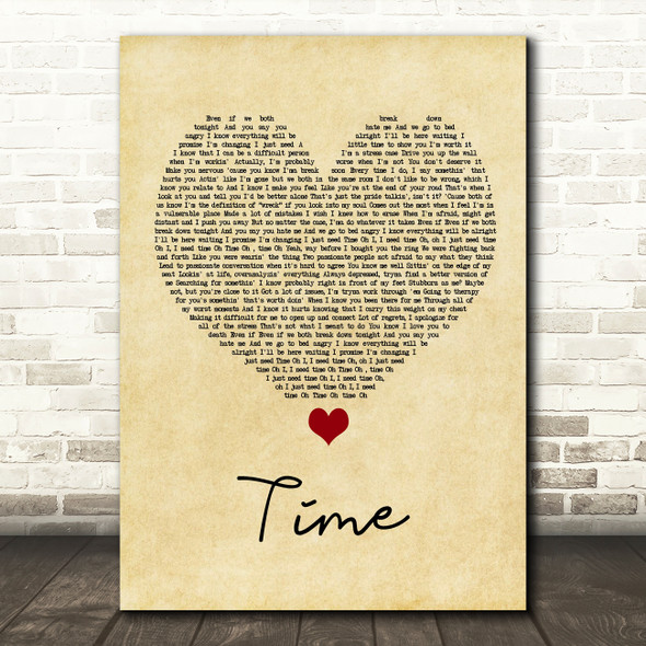 NF Time Vintage Heart Song Lyric Quote Music Print