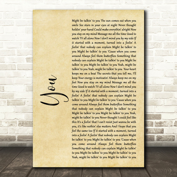 Dynamite ft Post Malone You Rustic Script Song Lyric Quote Music Print