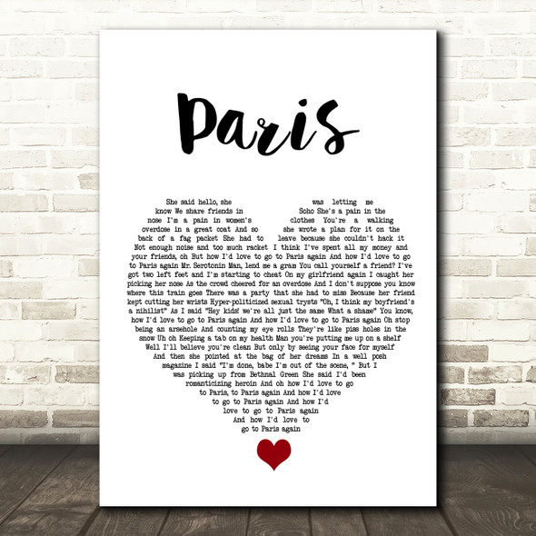 The 1975 Paris White Heart Song Lyric Quote Music Print