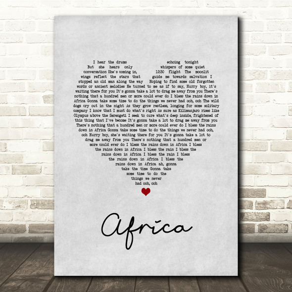 Toto Africa Grey Heart Song Lyric Quote Music Print