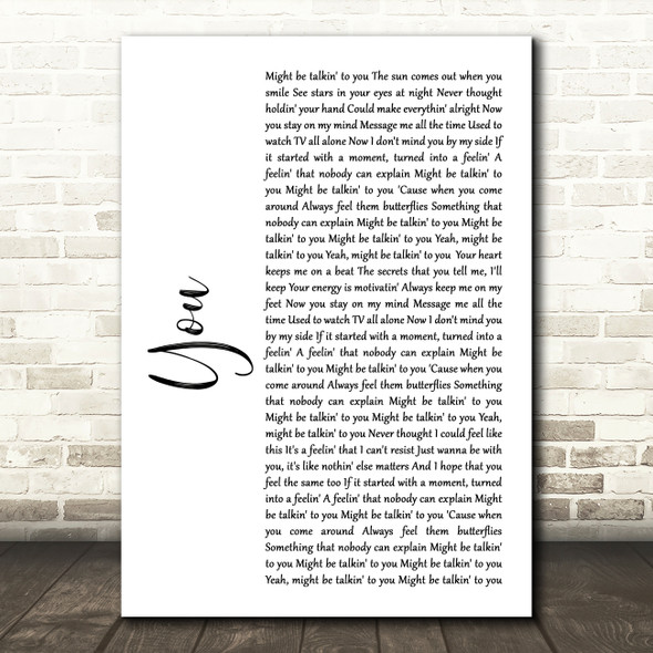 Dynamite ft Post Malone You White Script Song Lyric Quote Music Print
