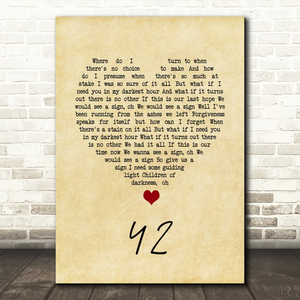 Mumford & Sons 42 Vintage Heart Song Lyric Quote Music Print