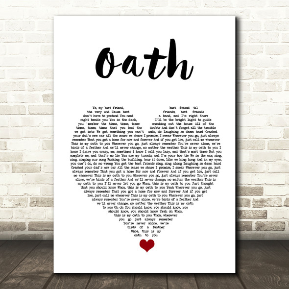 Cher Lloyd Oath White Heart Song Lyric Quote Music Print