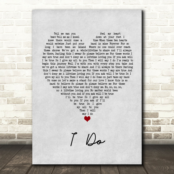 Westlife I Do Grey Heart Song Lyric Quote Music Print