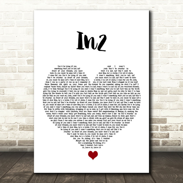 WSTRN In2 White Heart Song Lyric Quote Music Print