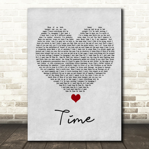 NF Time Grey Heart Song Lyric Quote Music Print