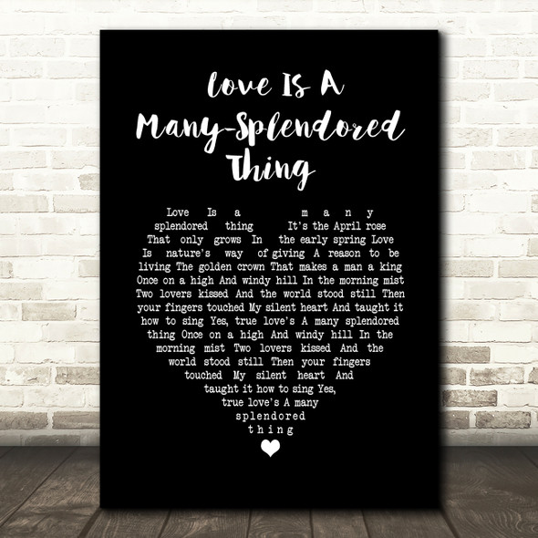 Andy Williams Love Is A Many-Splendored Thing Black Heart Song Lyric Wall Art Print