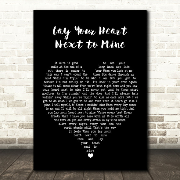 Steve Azar Lay Your Heart Next to Mine Black Heart Song Lyric Wall Art Print