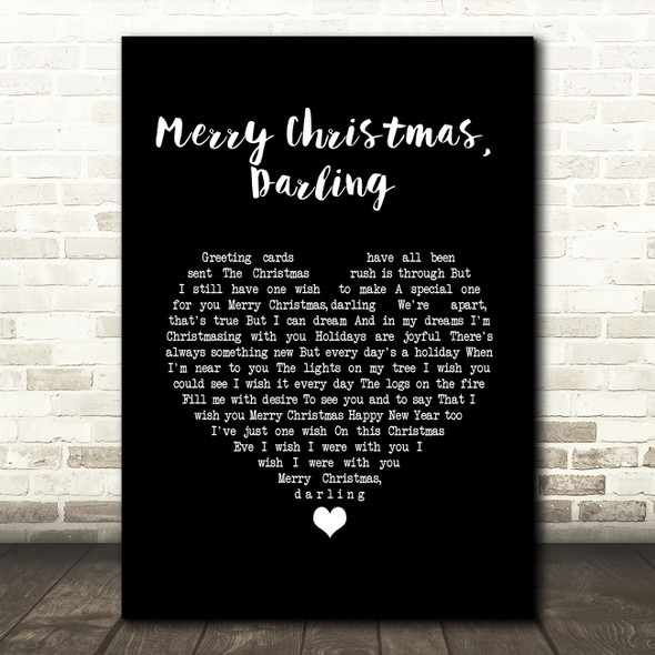 The Carpenters Merry Christmas, Darling Black Heart Song Lyric Wall Art Print