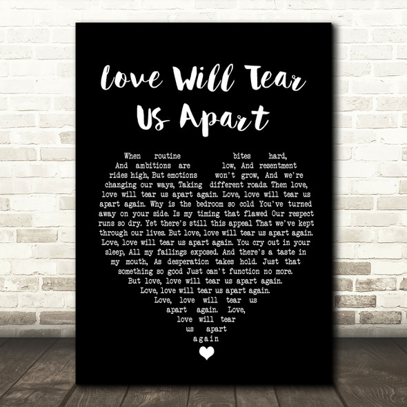 Joy Division Love Will Tear Us Apart Black Heart Song Lyric Wall Art Print