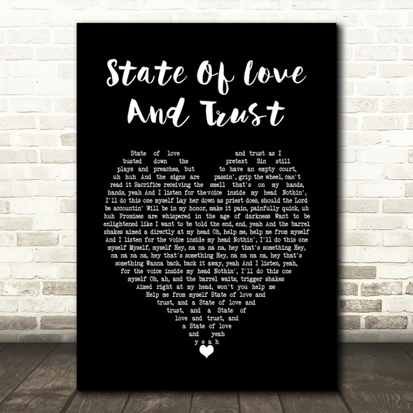 Pearl Jam State Of Love And Trust Black Heart Song Lyric Wall Art Print