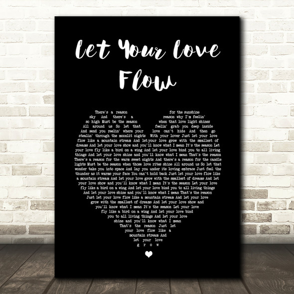 The Bellamy Brothers Let Your Love Flow Black Heart Song Lyric Wall Art Print