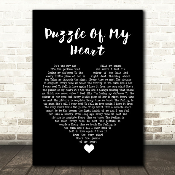 Westlife Puzzle Of My Heart Black Heart Song Lyric Wall Art Print