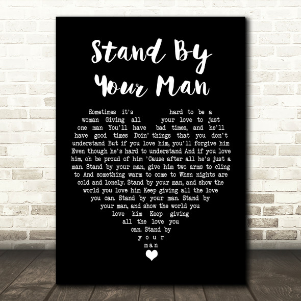 Tammy Wynette Stand By Your Man Black Heart Song Lyric Wall Art Print