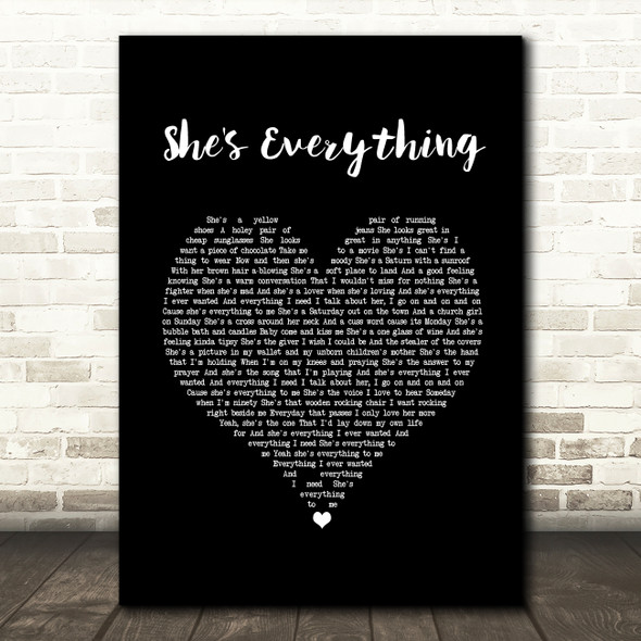 Brad Paisley She's Everything Black Heart Song Lyric Wall Art Print
