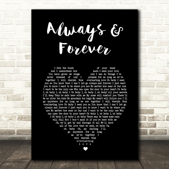 Eternal Always & Forever Black Heart Song Lyric Wall Art Print