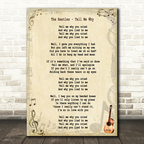 The Beatles Tell Me Why Song Lyric Quote Print