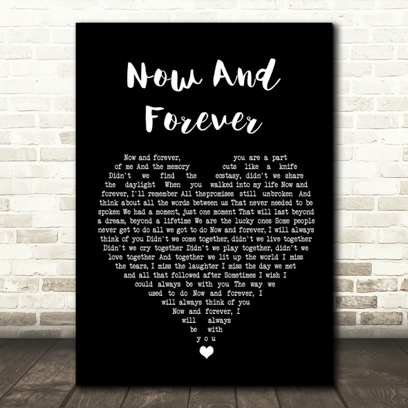 Carole King Now And Forever Black Heart Song Lyric Wall Art Print