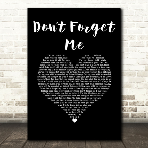 Red Hot Chili Peppers Dont Forget Me Black Heart Song Lyric Wall Art Print