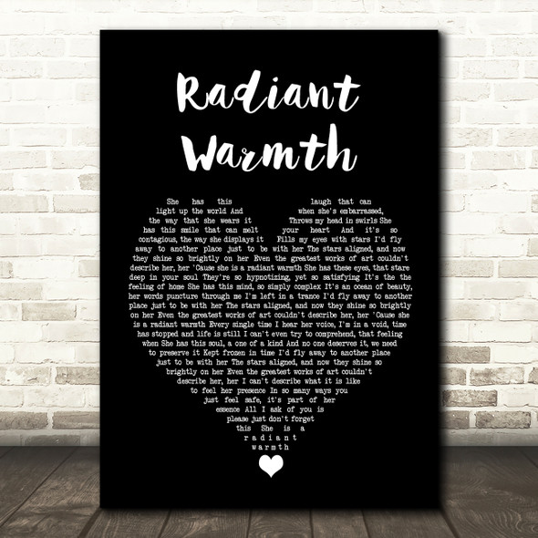 Miki Ratsula Radiant Warmth Black Heart Song Lyric Wall Art Print