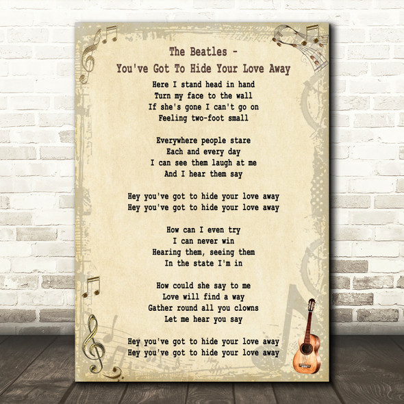 The Beatles You've Got To Hide Your Love Away Heart Song Lyric Quote ...