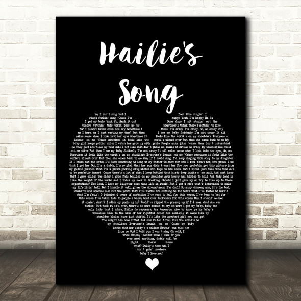 Eminem Hailie's Song Black Heart Song Lyric Wall Art Print