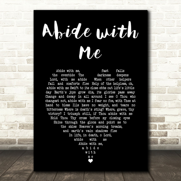 Henry Francis Lyte Abide with Me Black Heart Song Lyric Wall Art Print