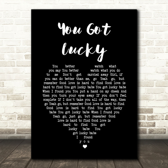 Tom Petty And The Heartbreakers You Got Lucky Black Heart Song Lyric Wall Art Print