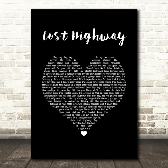 Bon Jovi Lost Highway Black Heart Song Lyric Wall Art Print