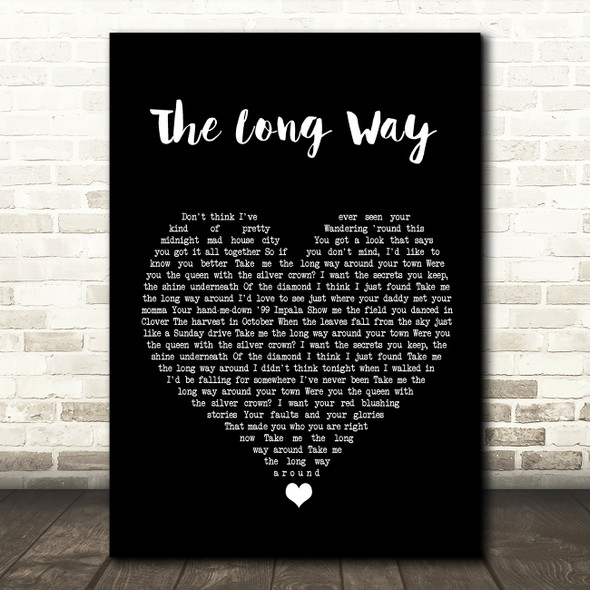 Brett Eldredge The Long Way Black Heart Song Lyric Wall Art Print