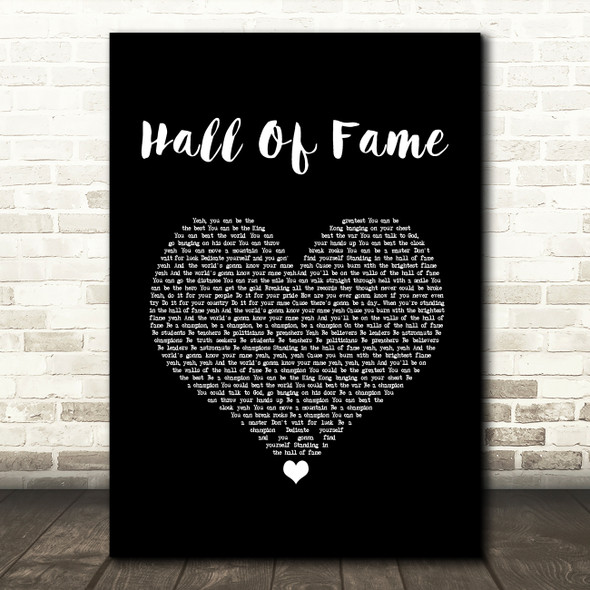 The Script Hall Of Fame Black Heart Song Lyric Wall Art Print