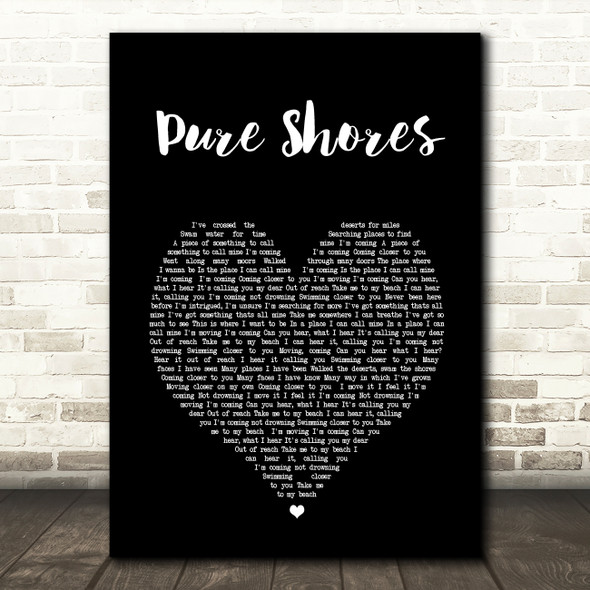 All Saints Pure Shores Black Heart Song Lyric Wall Art Print