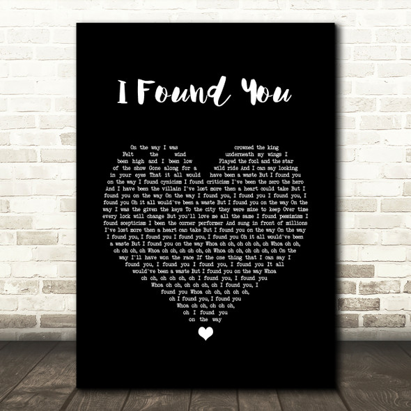 Andy Grammer I Found You Black Heart Song Lyric Wall Art Print