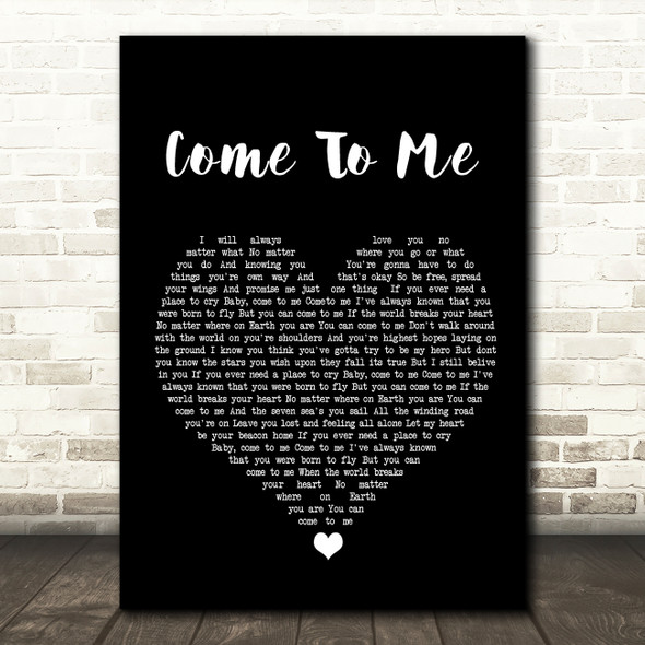 Celine Dion Come To Me Black Heart Song Lyric Wall Art Print