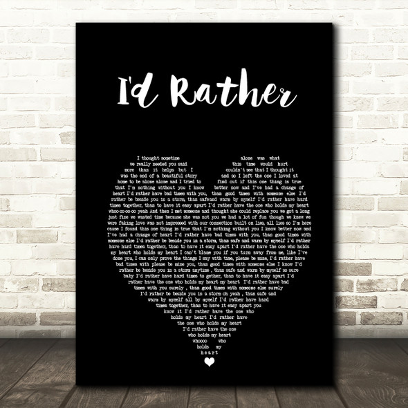 Luther Vandross I'd Rather Black Heart Song Lyric Wall Art Print