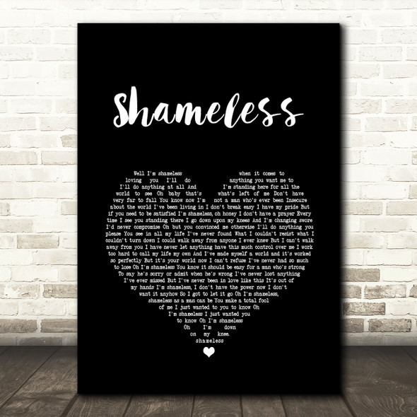 Garth Brooks Shameless Black Heart Song Lyric Wall Art Print
