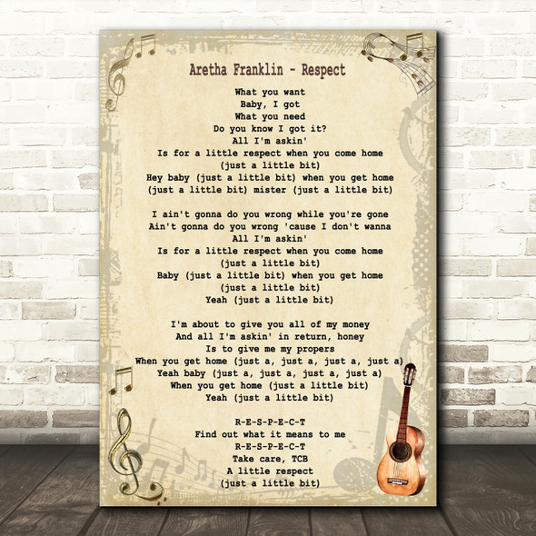 Aretha Franklin Respect Song Lyric Quote Print