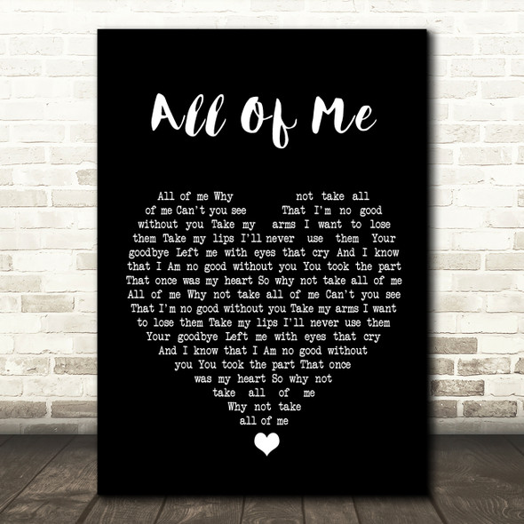 Willie Nelson All Of Me Black Heart Song Lyric Wall Art Print