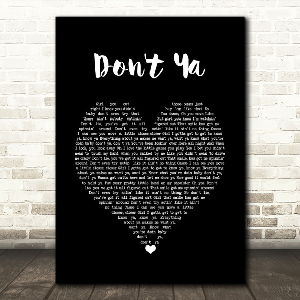 Brett Eldredge Don't Ya Black Heart Song Lyric Wall Art Print