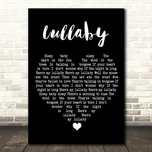 Leonard Cohen Lullaby Black Heart Song Lyric Wall Art Print