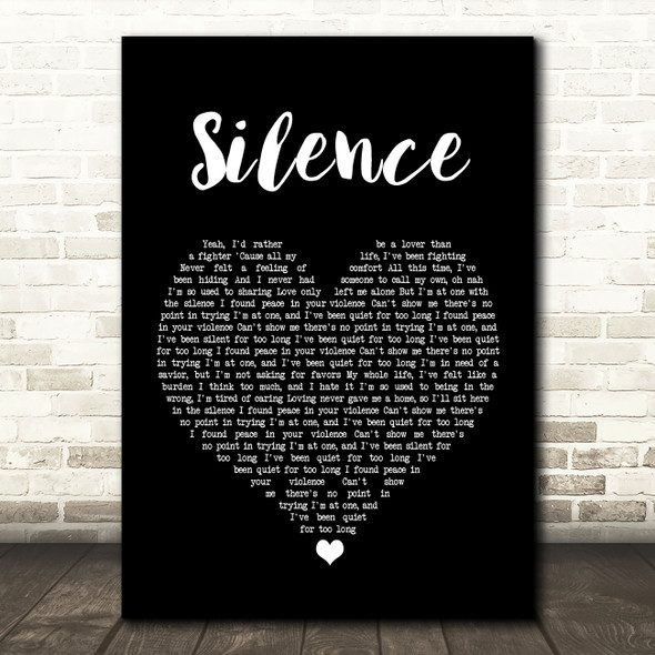 Marshmello ft Khalid Silence Black Heart Song Lyric Wall Art Print