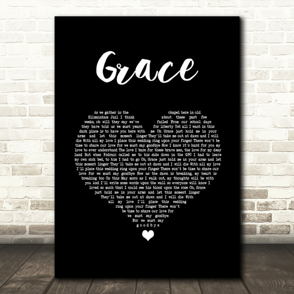 The Wolfe Tones Grace Black Heart Song Lyric Wall Art Print