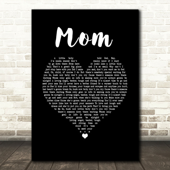 Garth Brooks Mom Black Heart Song Lyric Wall Art Print