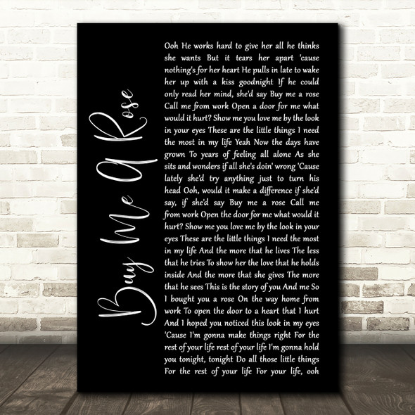 Luther Vandross Buy Me A Rose Black Script Song Lyric Wall Art Print