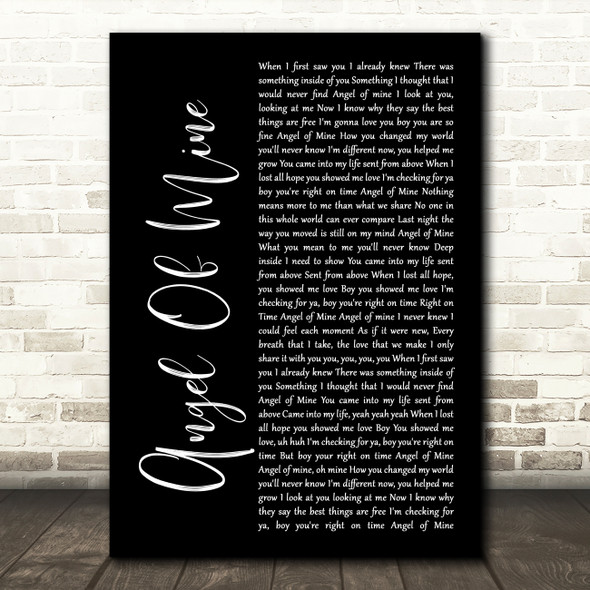 Monica Angel Of Mine Black Script Song Lyric Wall Art Print