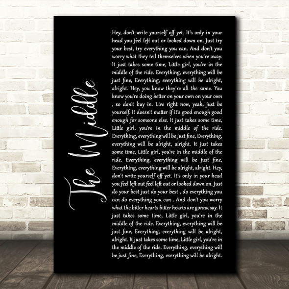 Jimmy Eat World The Middle Black Script Song Lyric Wall Art Print